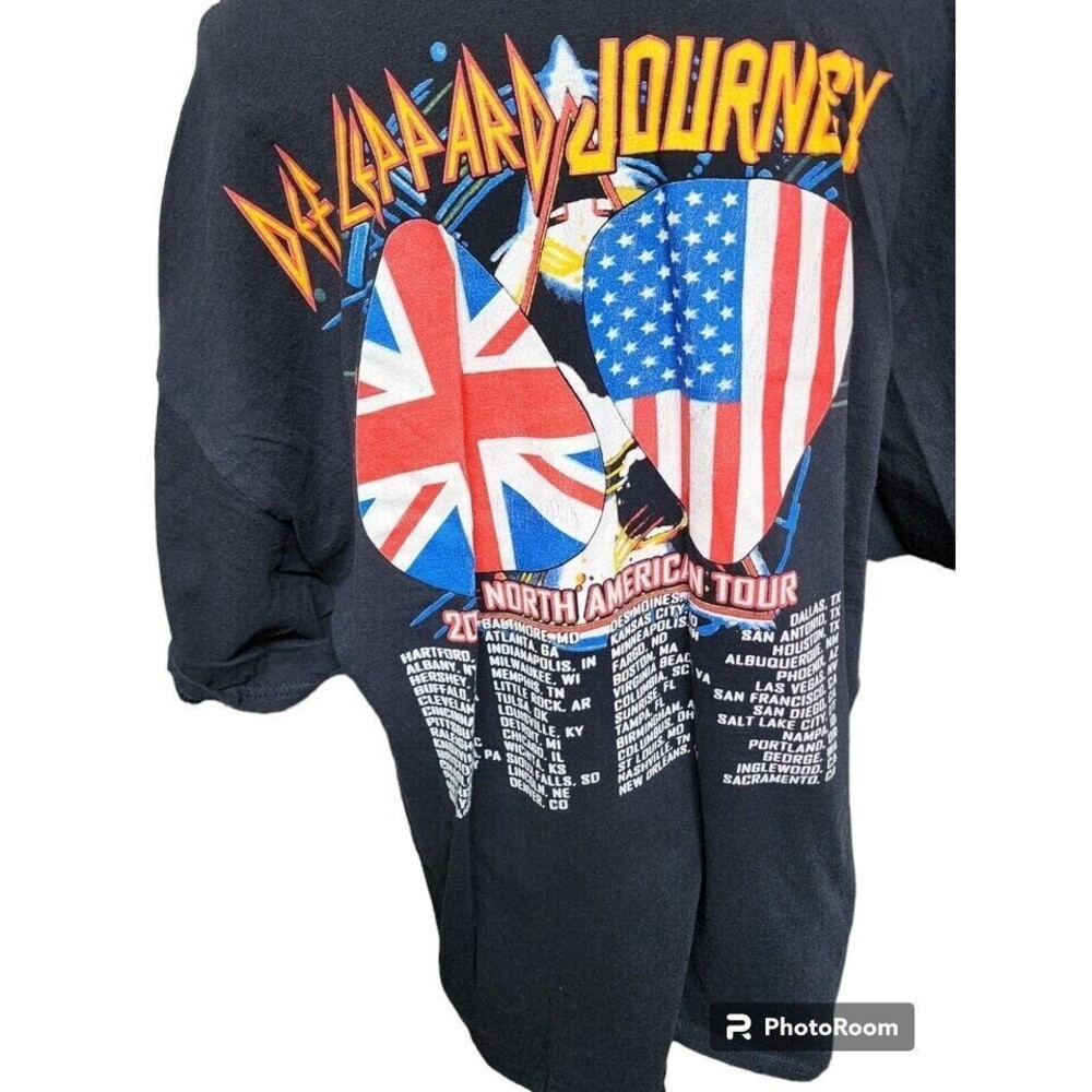 Def Leppard Journey Band T-Shirt 2018 Size 2X 2 Sides Black Rock Tour - Picture 4 of 7